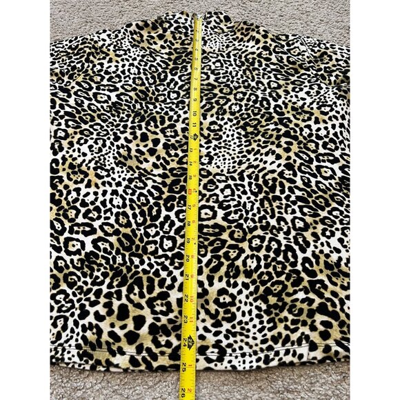 Jones New York Signature Woman Leopard Print Turtleneck Top Size 1X 100% Cotton - Picture 5 of 8